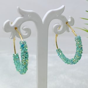 sky blue glitter earrings s hook closure