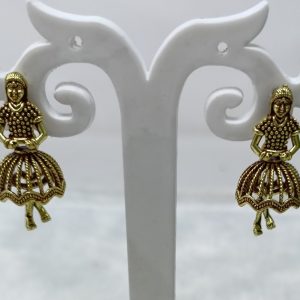 women figure earrings maroon