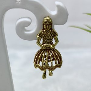 women figure earrings maroon