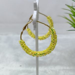 yellow glitter earrings s hook closure