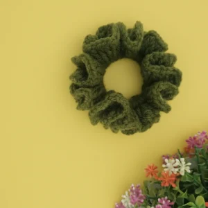 Olive Green Crochet Scrunchies