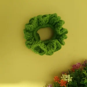 light green crochet scrunchies