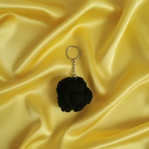 crochet black rose key chain