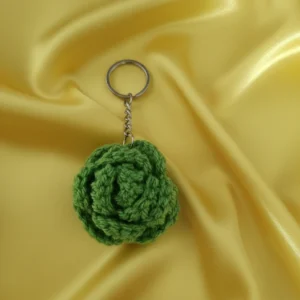 crochet green rose key chain