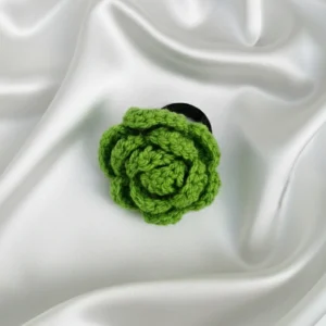 crochet green rose rubber band