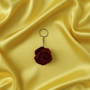crochet maroon rose key chain