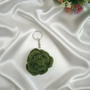 crochet olive rose key chain