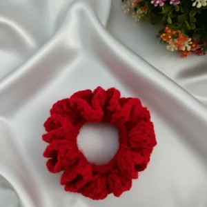 crochet red scrunchies