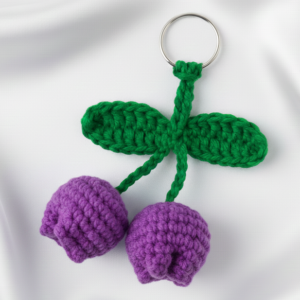 purple crochet tulip flower keychain
