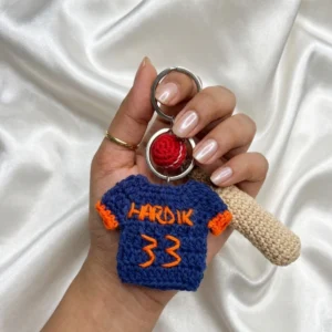 Handmade Crochet Hardik Pandya Jersey Keychain