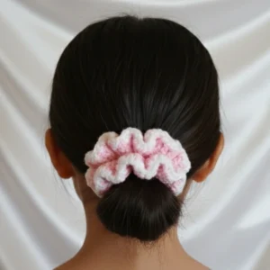 Pink handmade and crochet scrunchies 1