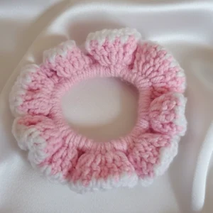 Pink handmade and crochet scrunchies 1