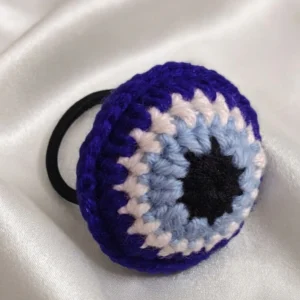 crochet evil eye hair tie rubber band