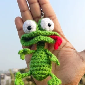 crochet frog and duck keychain