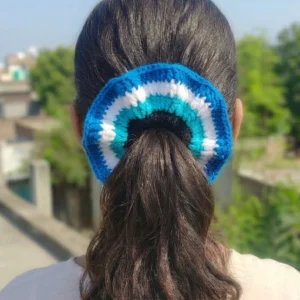 evil eye crochet scrunchies1