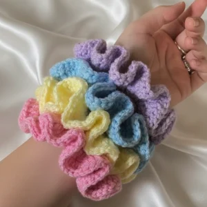 multicolor handmade and crochet scrunchies 4