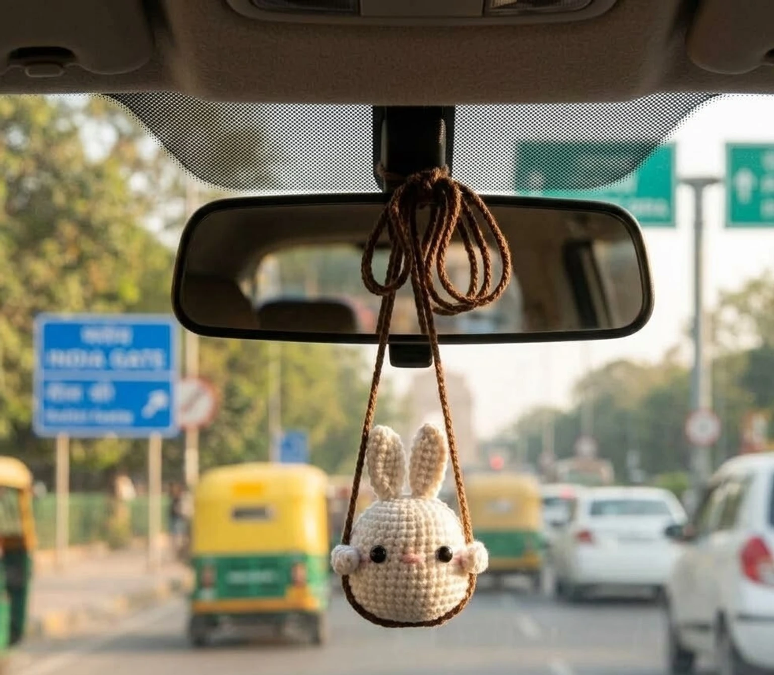 Crochet Bunny Car Hanging Charm Car Hanging Ornament