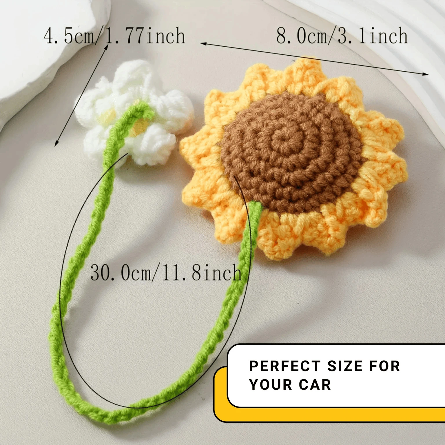 Crochet Strawberry and Daisy Car Hanging Accessories