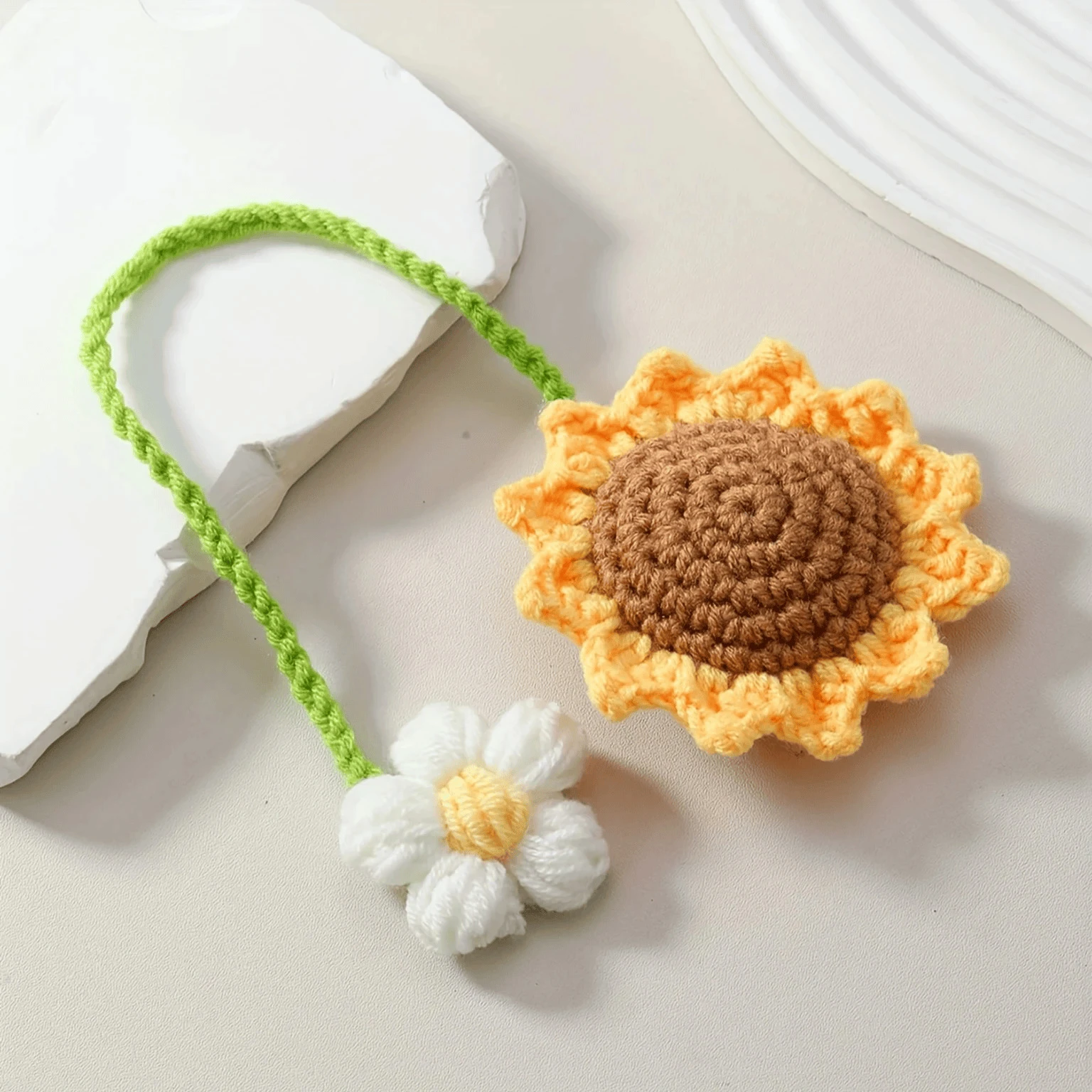 Crochet Strawberry and Daisy Car Hanging Accessories