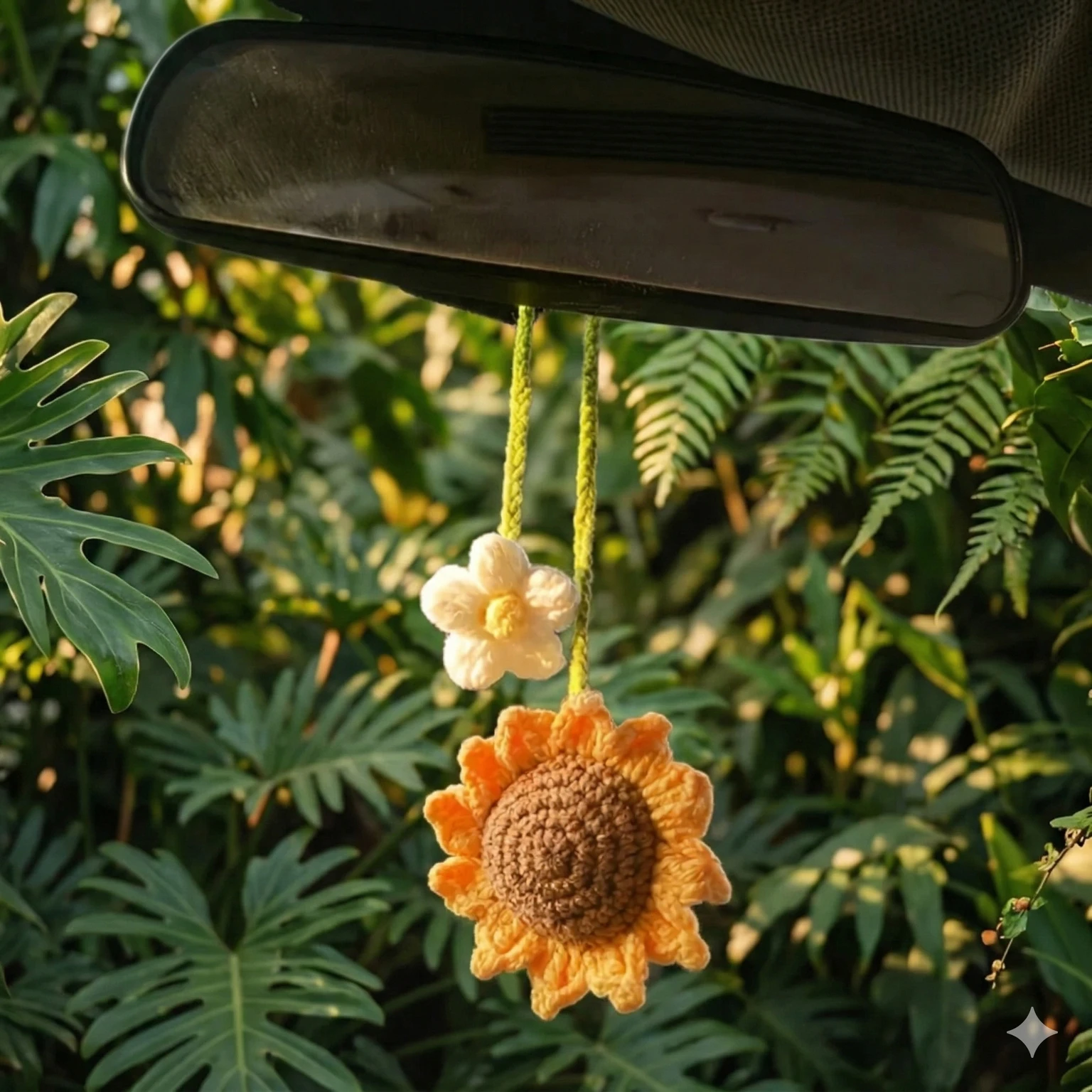 Crochet Strawberry and Daisy Car Hanging Accessories