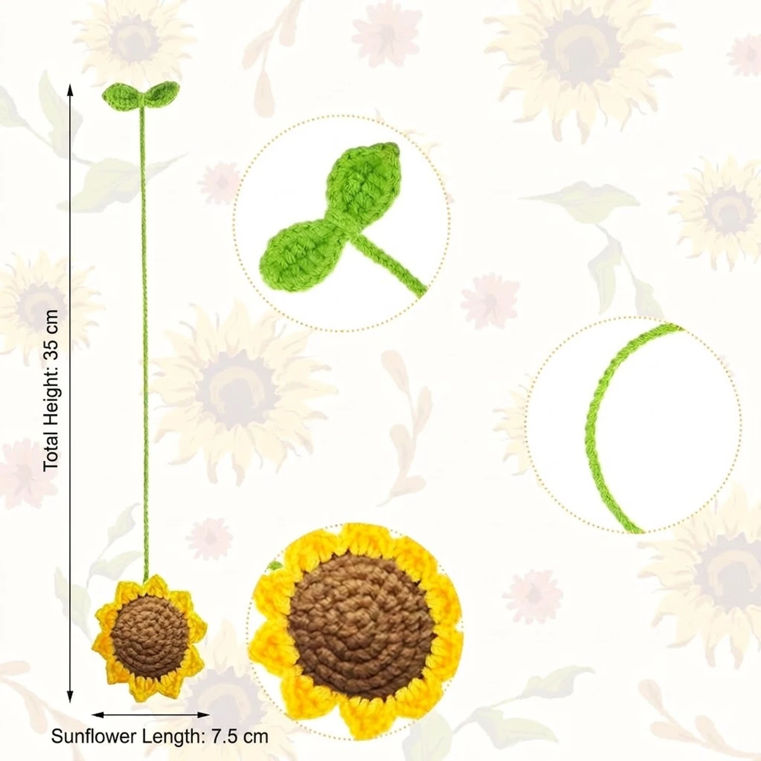 Handmade Crochet Sunflower Car Hanging