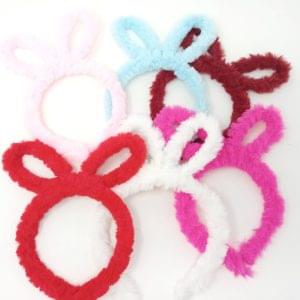 Fur Velvet Bunny Ear Hair Band For Girls Kids Toddlers Rabbit Hair Band (Pink, Sky Blue, Red, Maroon, White
