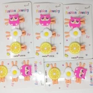Cute Owl Hair Clips For Girls Colorful Cloud Hairpins Lemon Cartoon Cloud Barrettes Hairclip Set Children Hair Accessories (1 Card)