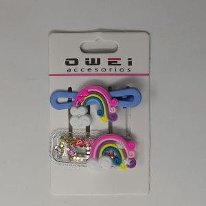 Hair Clips and Design Themes of Rainbow with Glitter Sequin Confetti for girls, babies (1 card)1