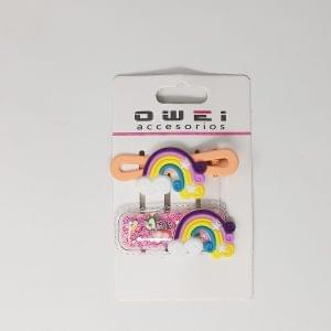 Hair Clips and Design Themes of Rainbow with Glitter Sequin Confetti for girls, babies (1 card)1
