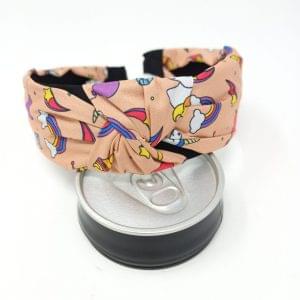 Korean Style Solid Rainbow print Fabric Knot Plastic Hairband Headband for Girls and Woman Hair Band Pack of 1 pc