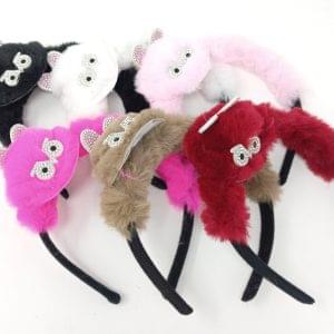 Furry Hair Band With Bunny Eyes Cat Ears Pattern Head Band For Women's And Girl's Hair Band