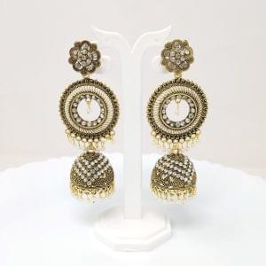 circle shape jhumka earrings black