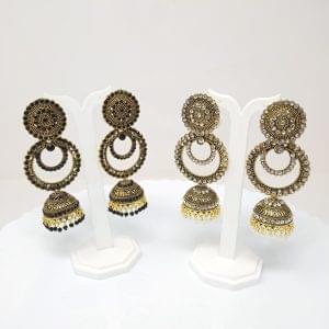 circle shape jhumka earrings black