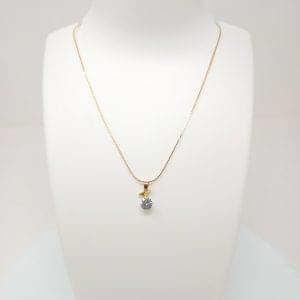 gold chain with solitaire diamond pendant women