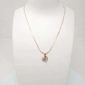 gold plated chain with solitaire diamond pendant curve shape women