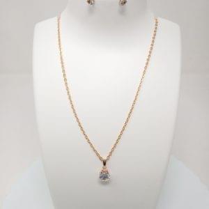 gold plated pendant necklace set with earrings ring, chain for women