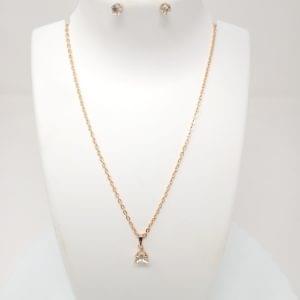 gold plated pendant necklace set with earrings ring, chain for women