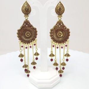 leaf design long chain dangle drop earrings