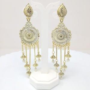 leaf design long chain dangle drop earrings