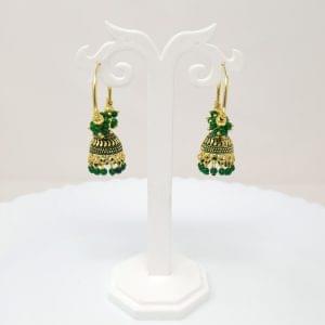 multicolor dangles gold plated hoop jhumkas earrings with studded pearl