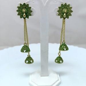 gold plated studded long drop earrings gold8