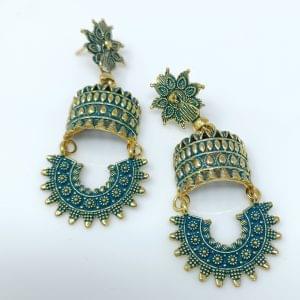 peacock design stud jhumka earrings