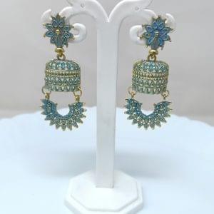 peacock design stud jhumka earrings