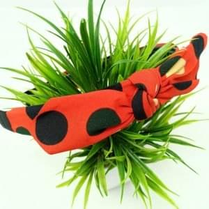 big polka dot knotted bow hairband red