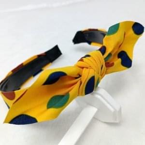big polka dot knotted bow hairband yellow
