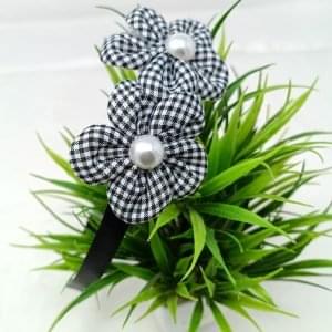 check flower headband hairband black