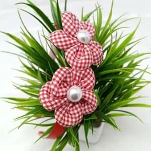 check flower headband hairband red