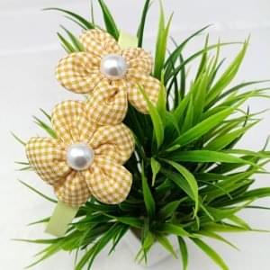 check flower headband hairband yellow