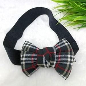 checked knot bow elastic hairband black
