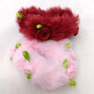 fur floral rubber bands baby pink maroon